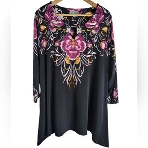 Floral Black and Pink Women's Top
